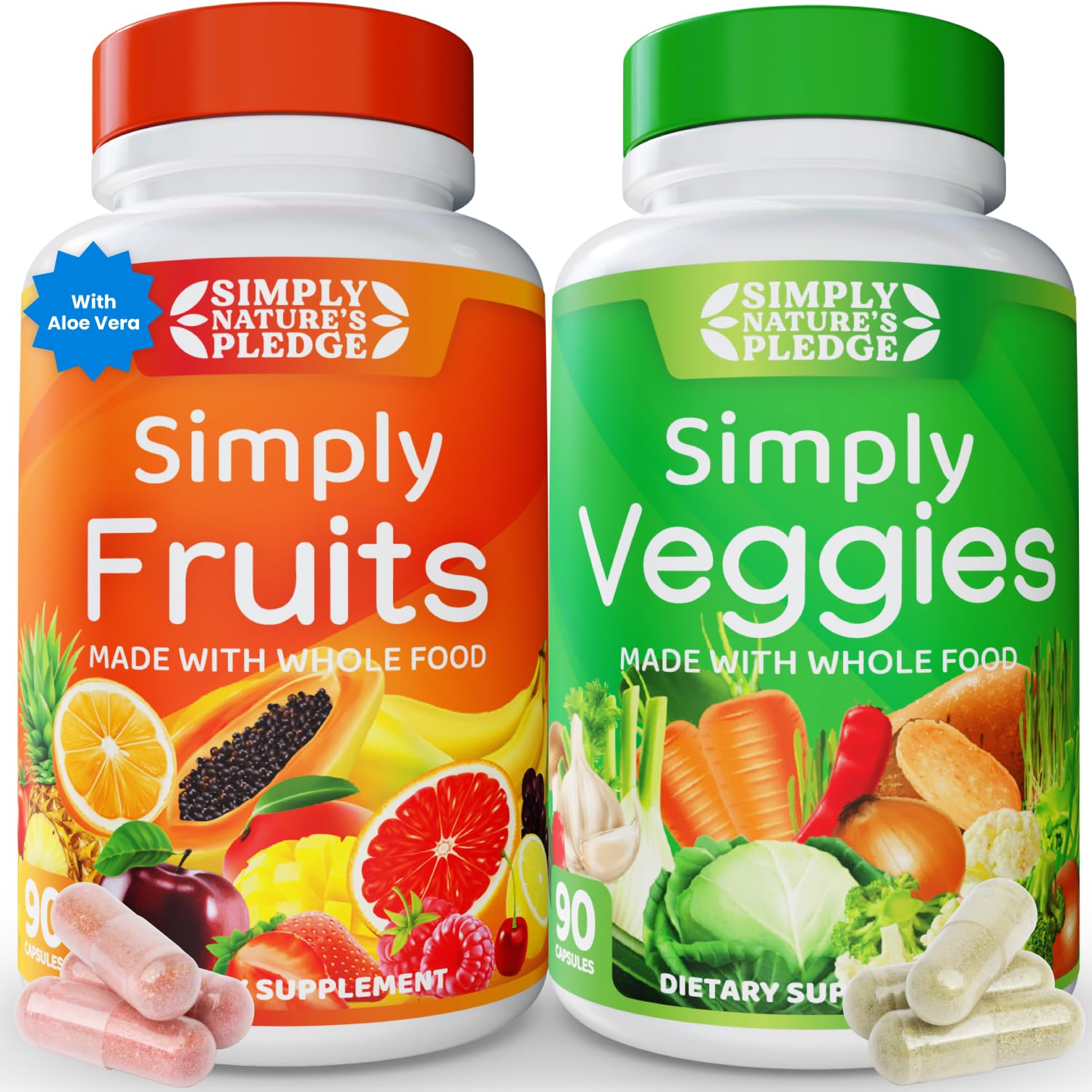 Colorful assortment of fruits and vegetables used in Simply Nature's Pledge