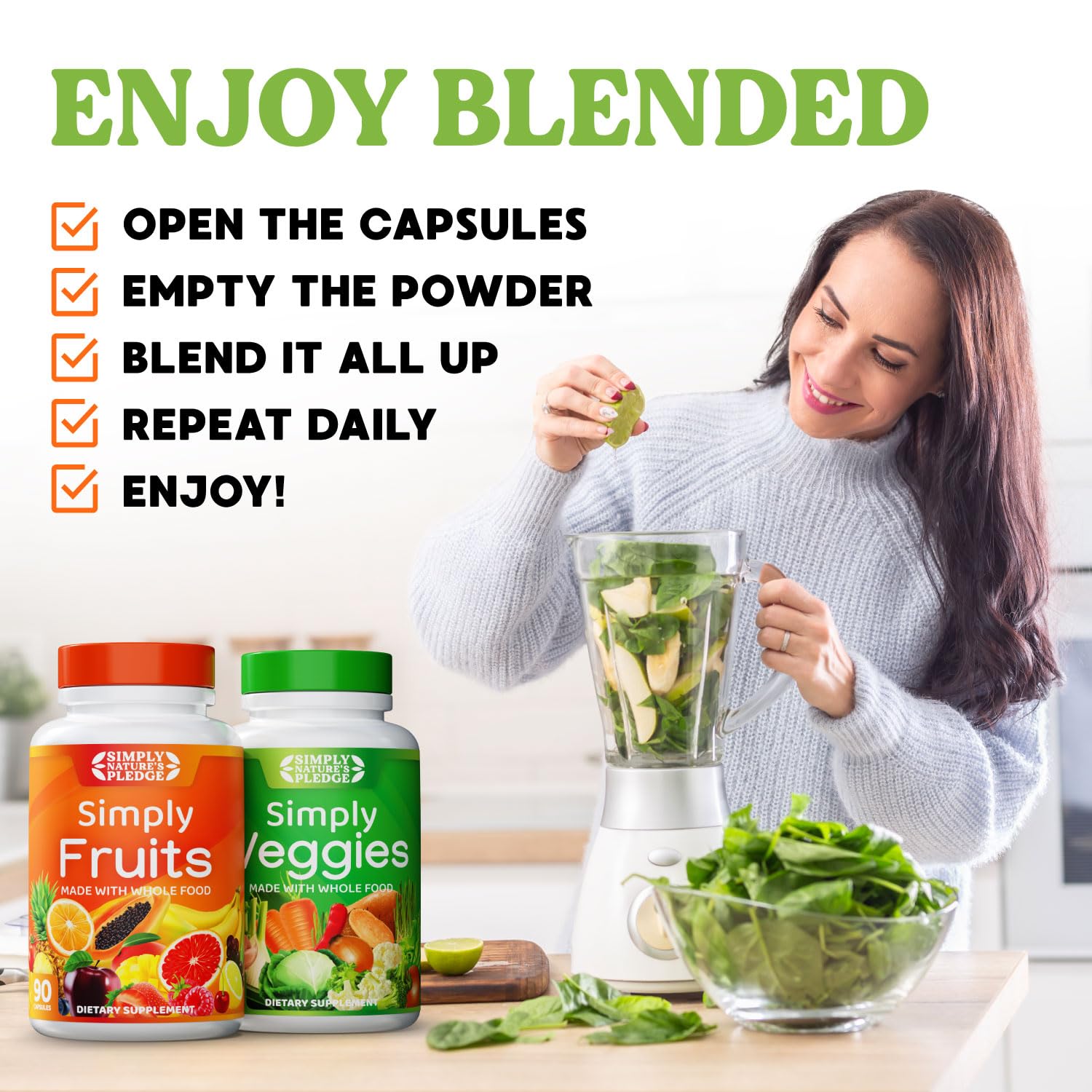 Natural whole food ingredients used in Simply Nature's Pledge