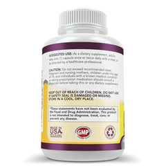 Open bottle displaying 120 capsules