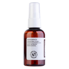Close-up of the Simply Silver Cinnamon Breath Spray label.