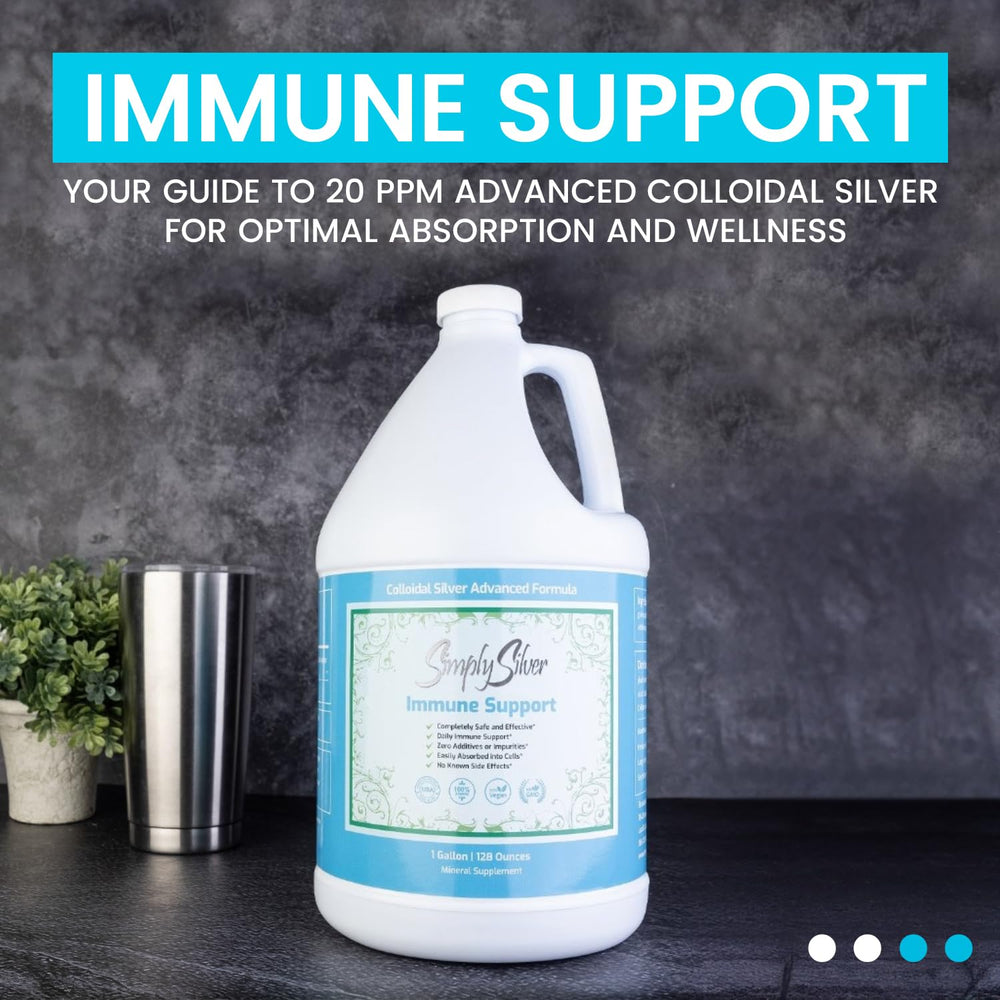 Close-up showing 20 PPM on the Simply Silver Immune Support label