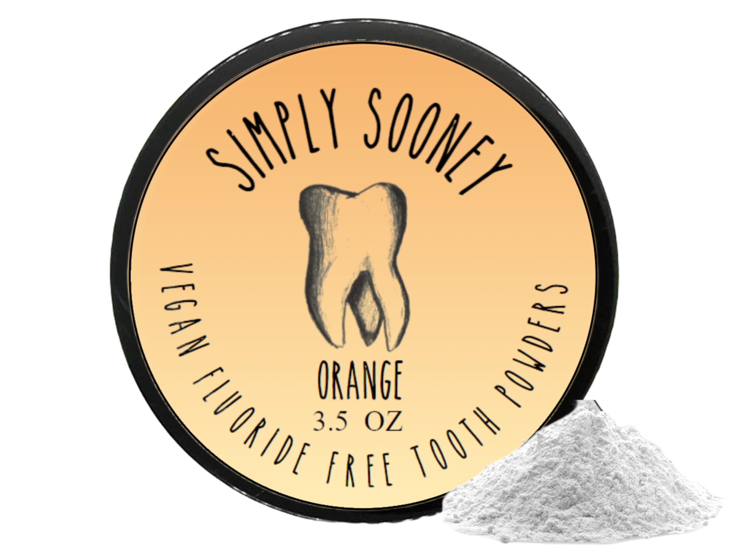 Scoop of orange-flavored tooth powder