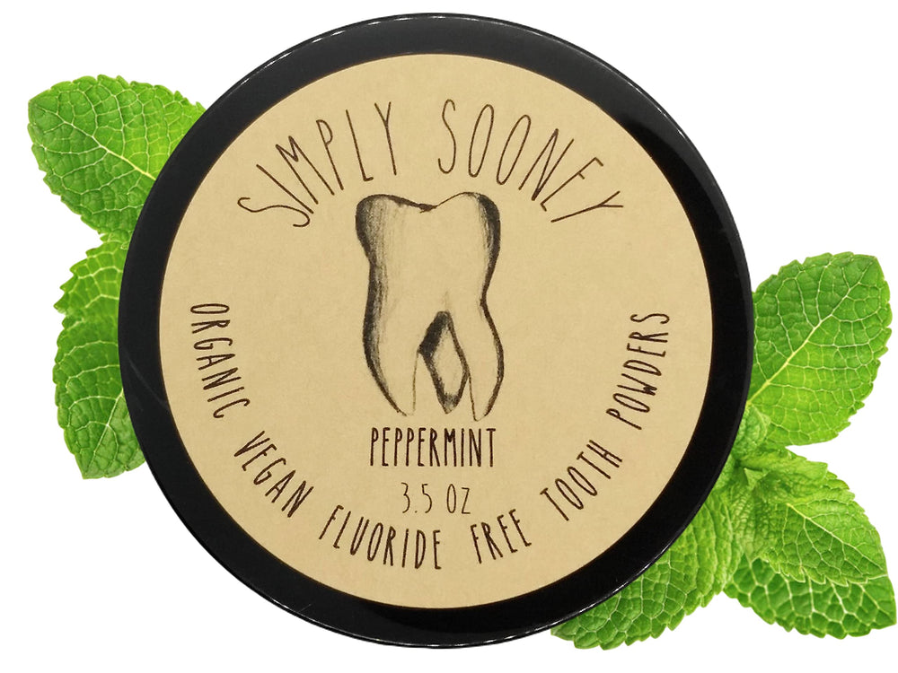 Simply Sooney vegan fluoride-free toothpaste powder in jar