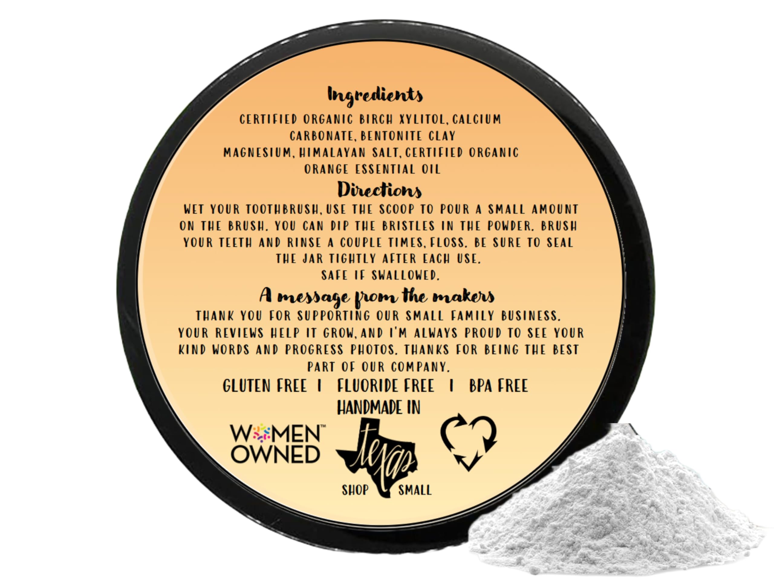 Ingredients: xylitol, calcium, bentonite clay