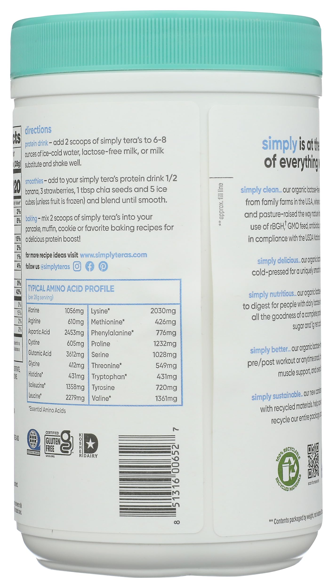 Lactose-free whey protein label close-up