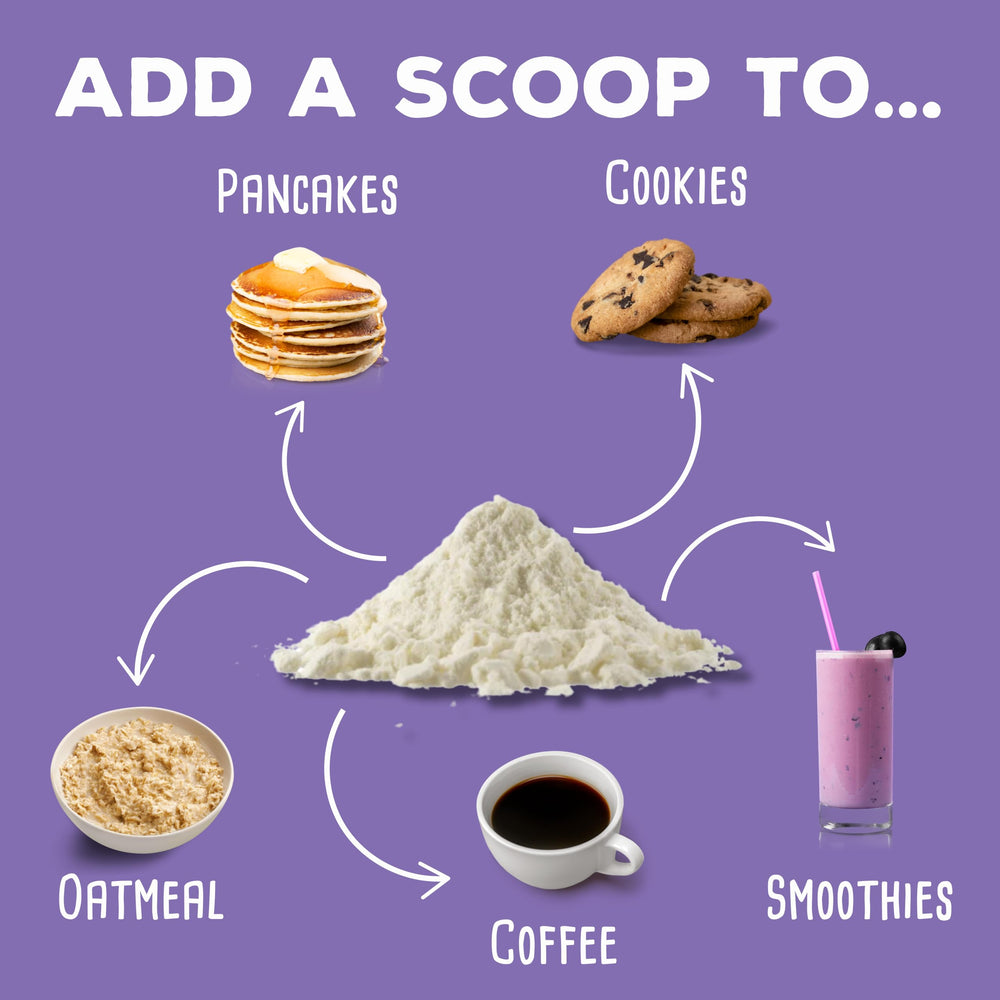 simplyFUEL whey smoothie shake—add to smoothies for a long-lasting protein hit.