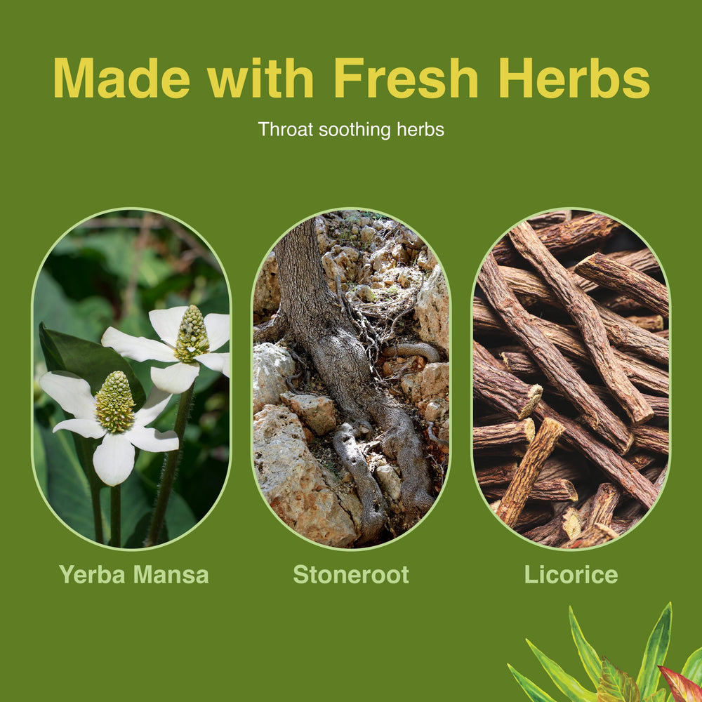 Back label with directions and ingredients on throat spray bottle