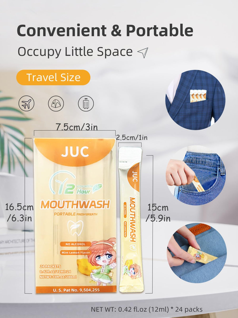 Single-serve mouthwash packets for travel