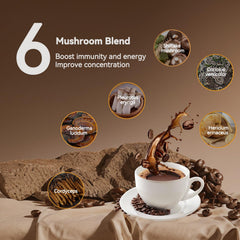 Arrangement of 30 single-serve mushroom coffee packets.