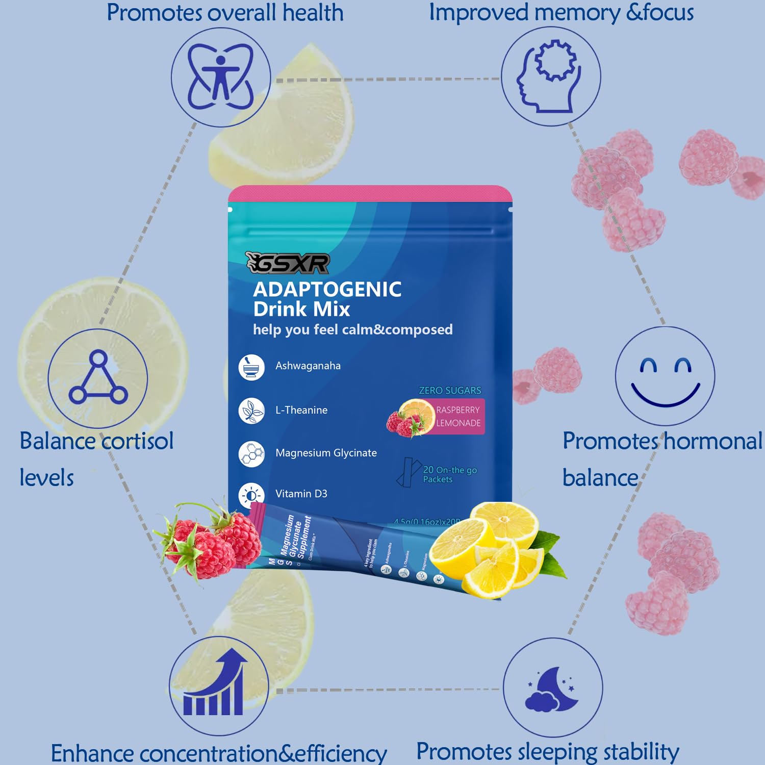 Individual sachet packet displayed on a white background