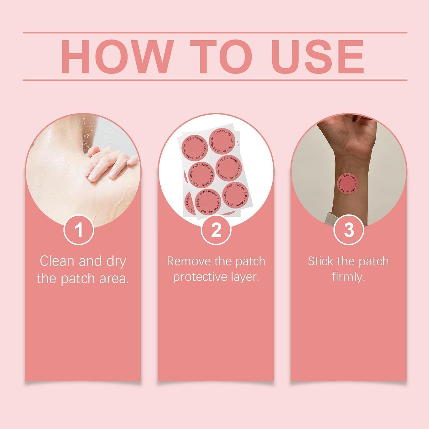 Applying patch to clean dry skin on the waist