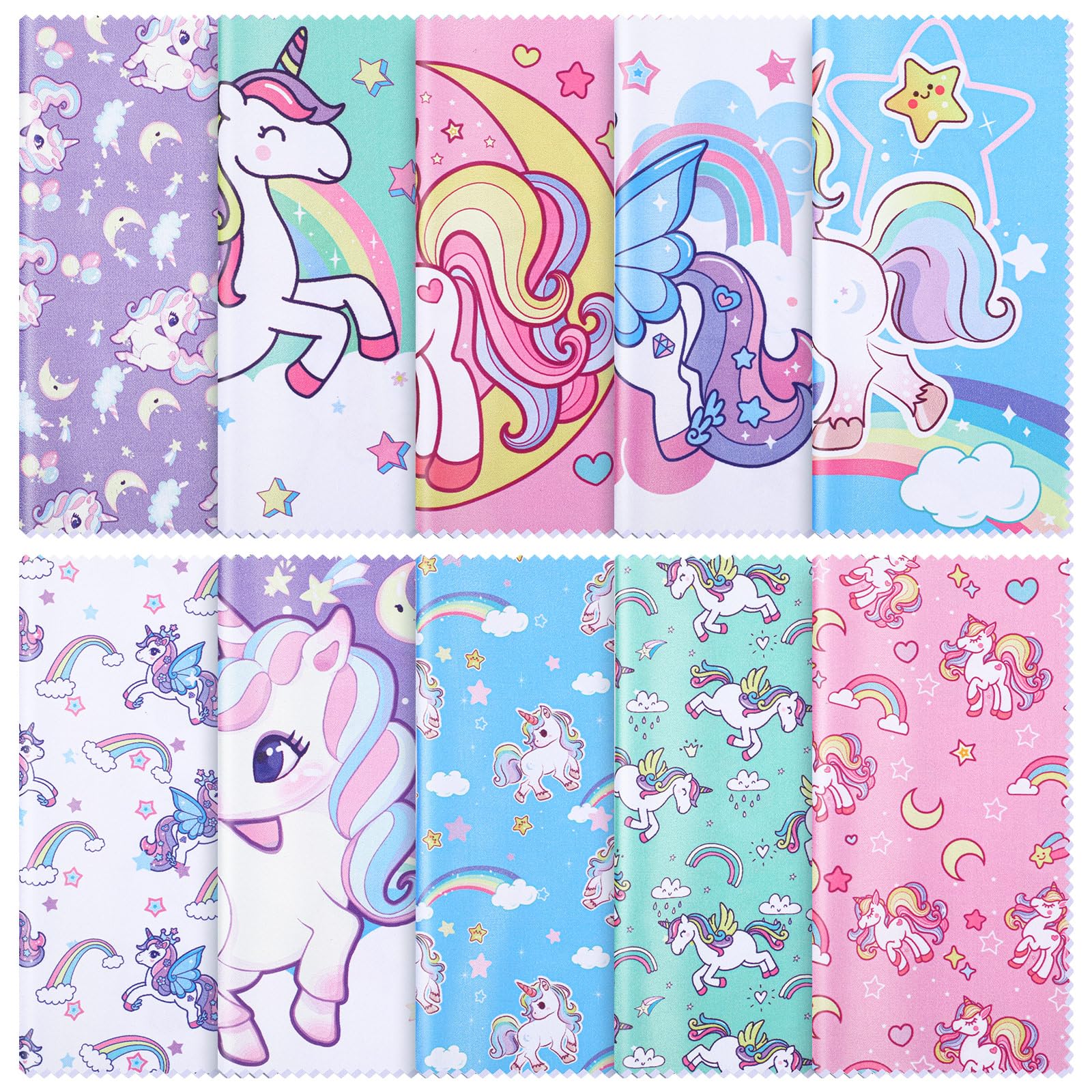 Cute unicorn-pattern microfiber cleaning cloths in pastel colors for glasses