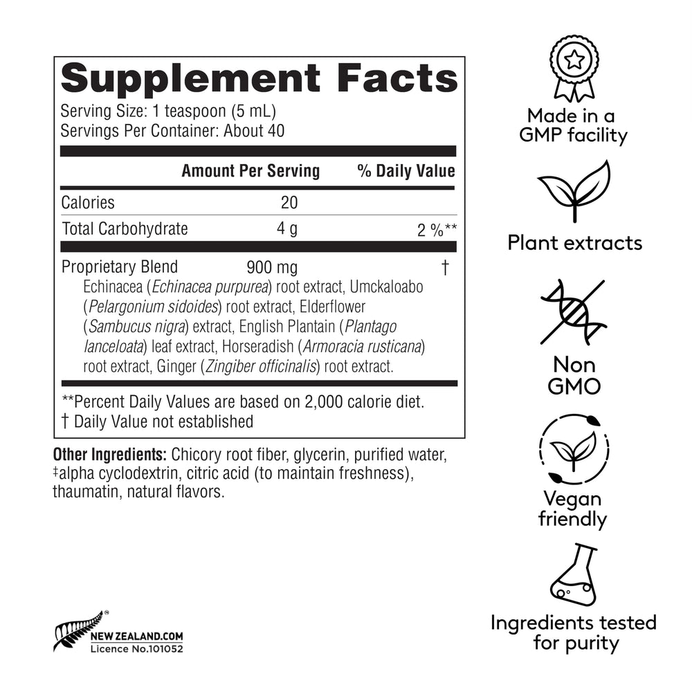 Close-up of Sinus Ease Syrup bottle label