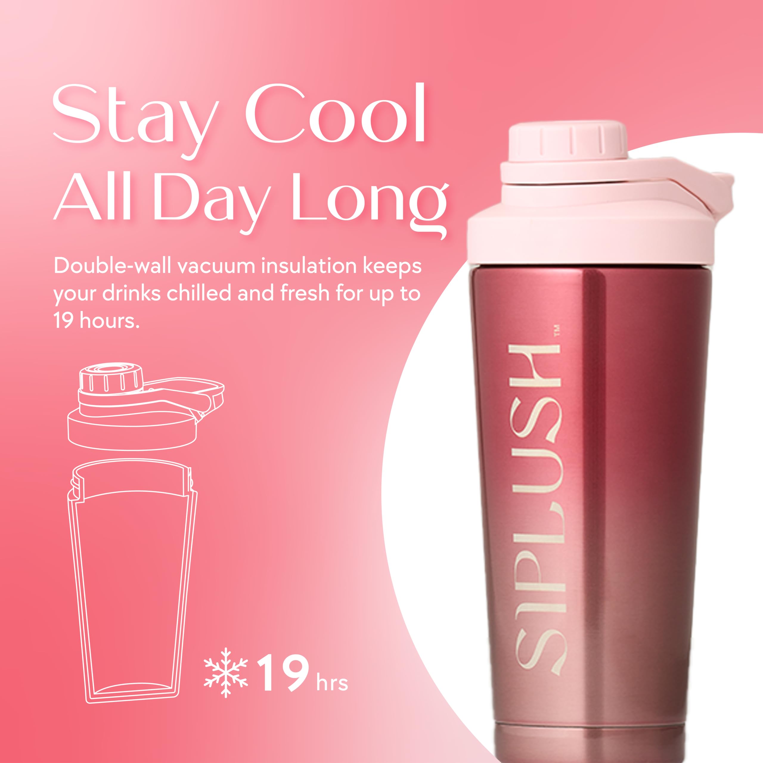 SIPLUSH Paradise Shaker agitator closeup highlighting quiet mixing.