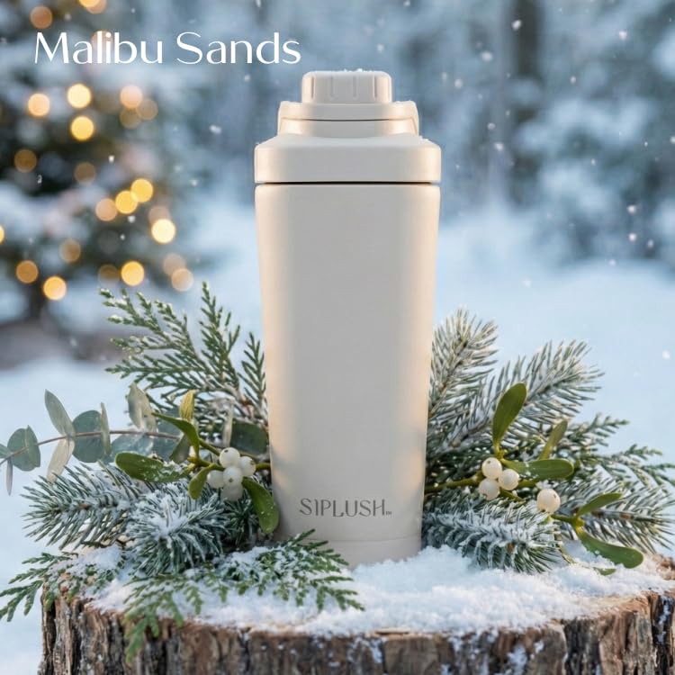 SIPLUSH Paradise Shaker Bottle Creamy Pink Insulation highlights long-lasting cold drinks up to 19 hours