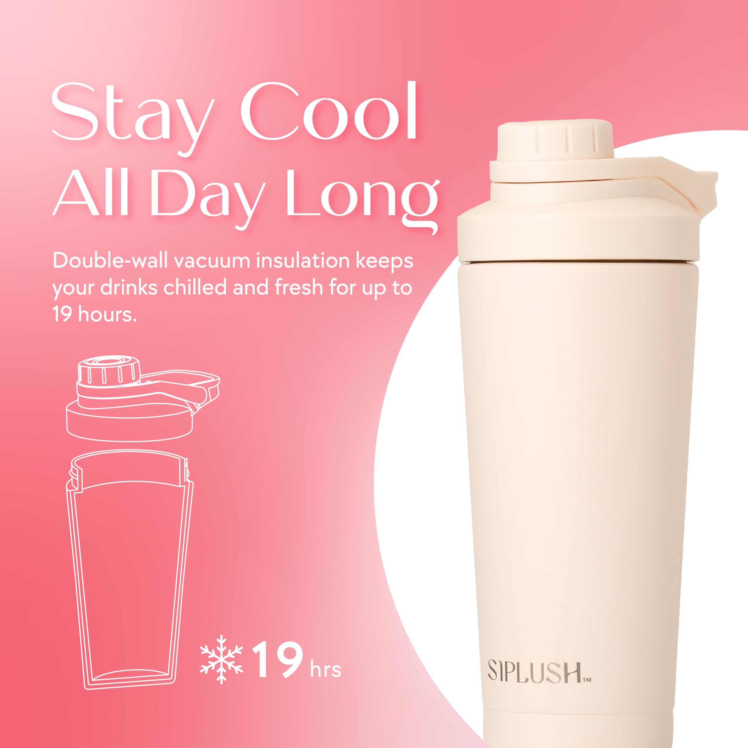SIPLUSH Paradise Shaker Bottle Quiet Mixing conveys smooth blends without noise
