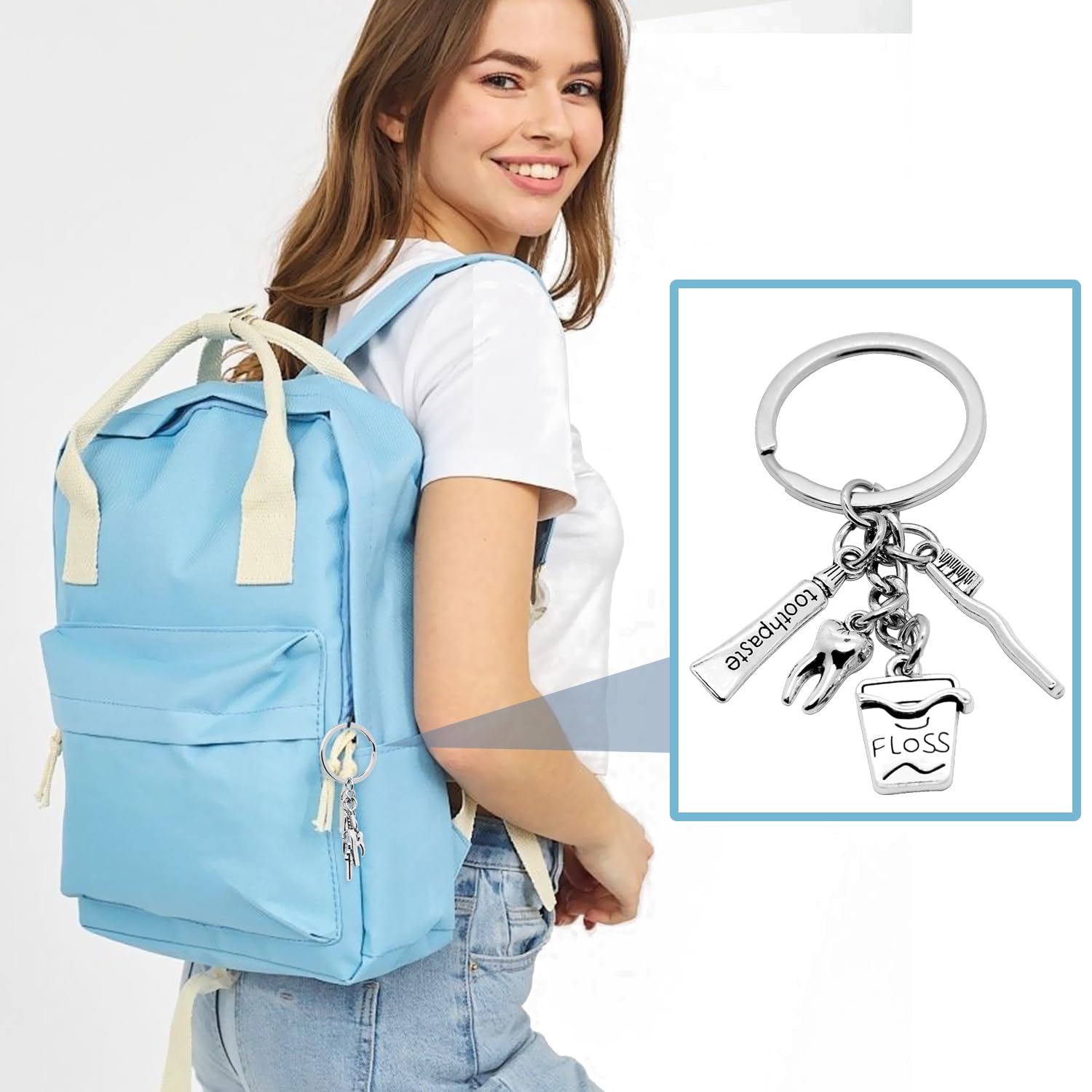 Packaged 12 dental keychains suitable for gifting