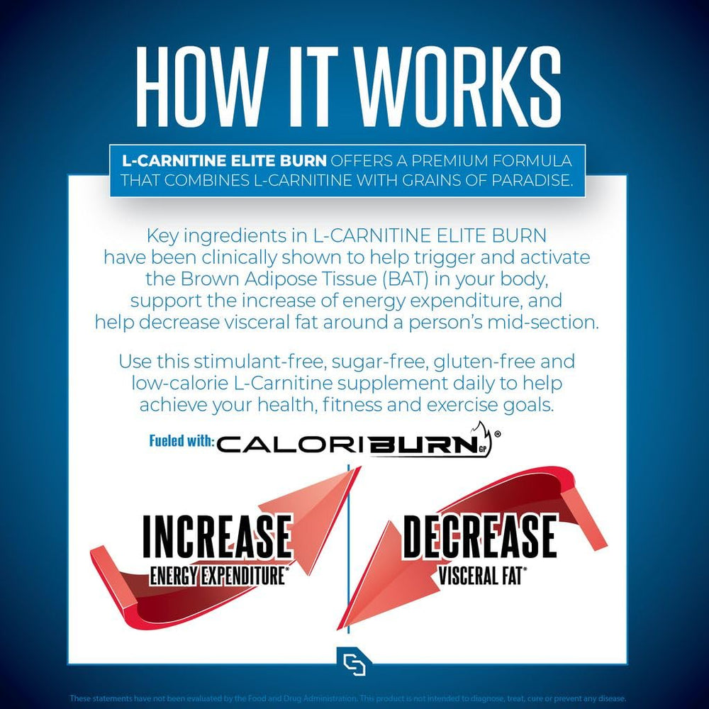 SIRENLABS L-Carnitine Elite Burn grains of paradise icon suggests metabolism boost.