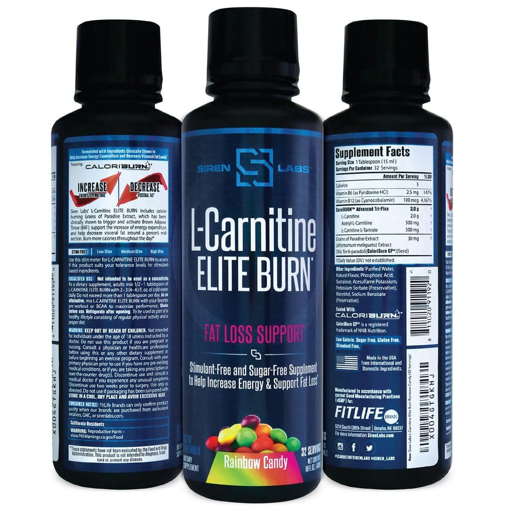 SIRENLABS L-Carnitine Elite Burn packaging showcase convenient daily use.