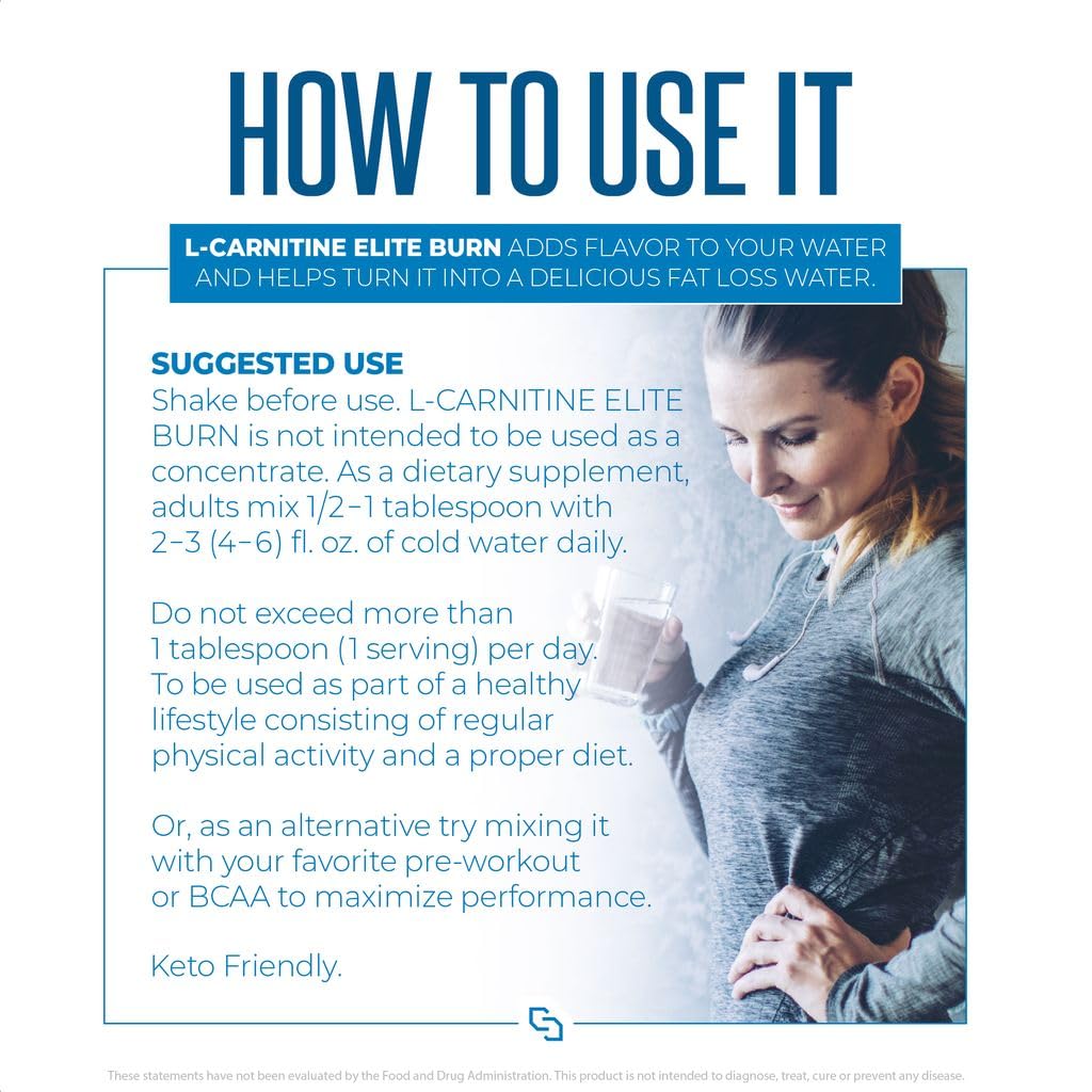 SIRENLABS L-Carnitine Elite Burn glass with supplement bottle indicating stimulant-free formula.