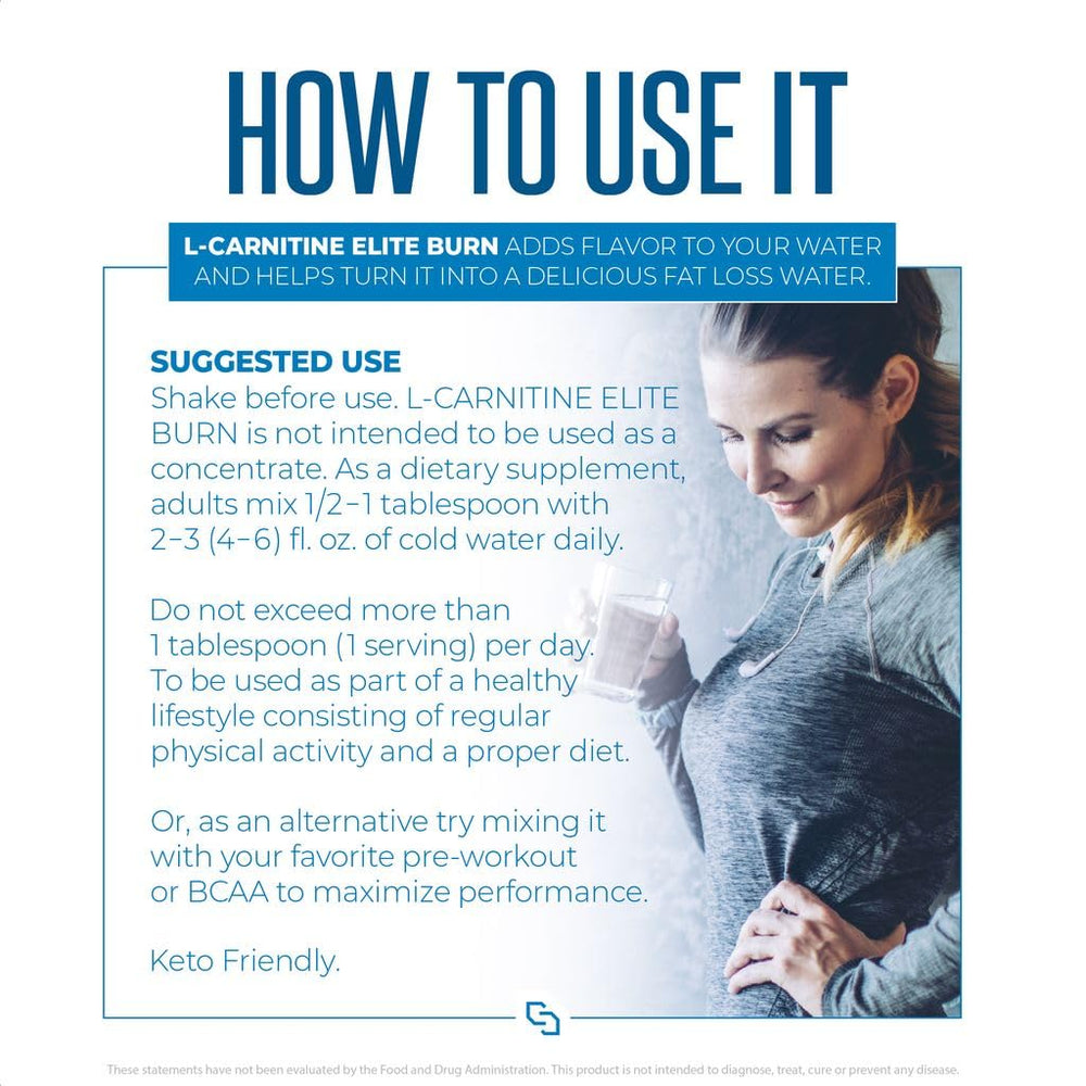 SIRENLABS L-Carnitine Elite Burn glass with supplement bottle indicating stimulant-free formula.