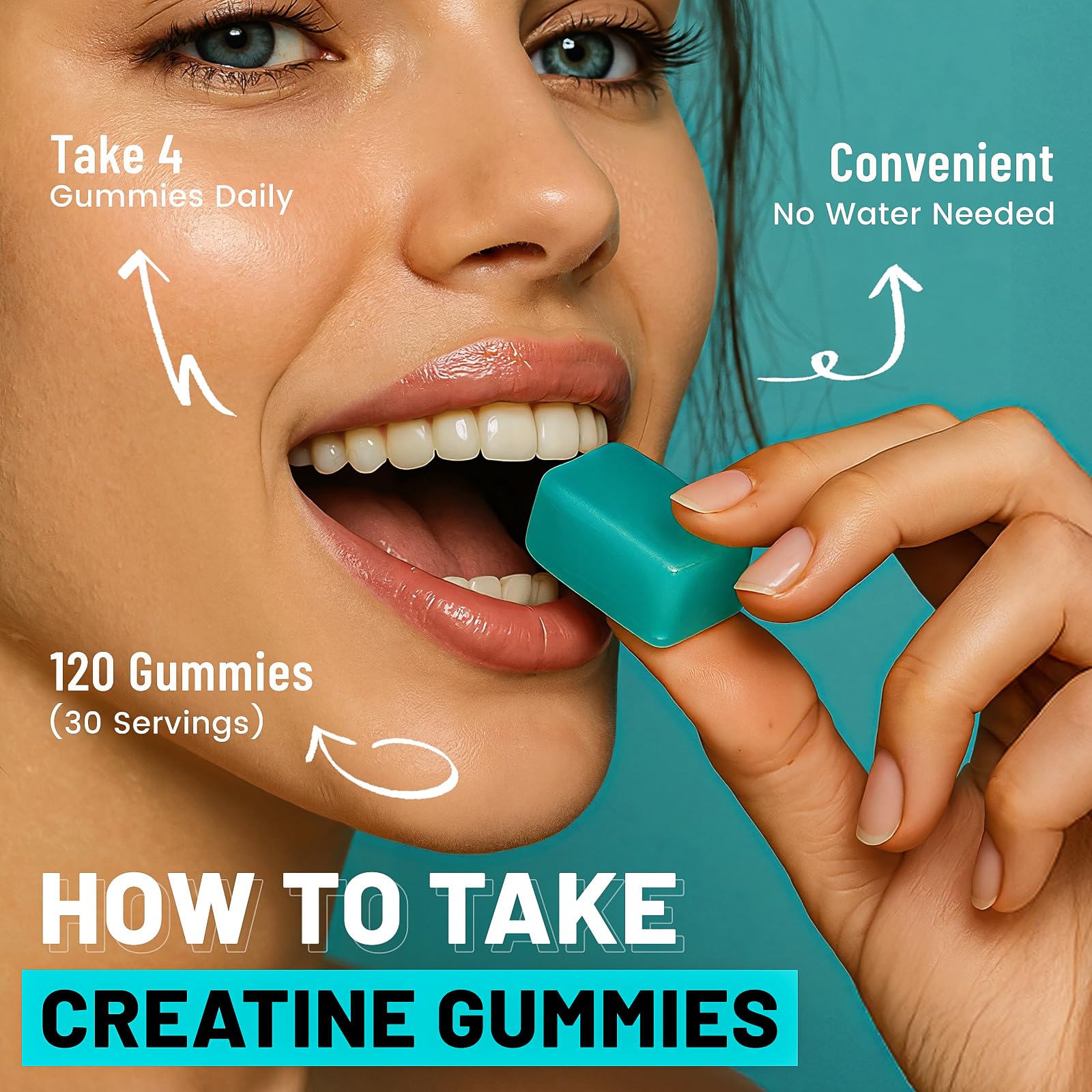 Blueberry flavored vegan creatine monohydrate gummies close-up