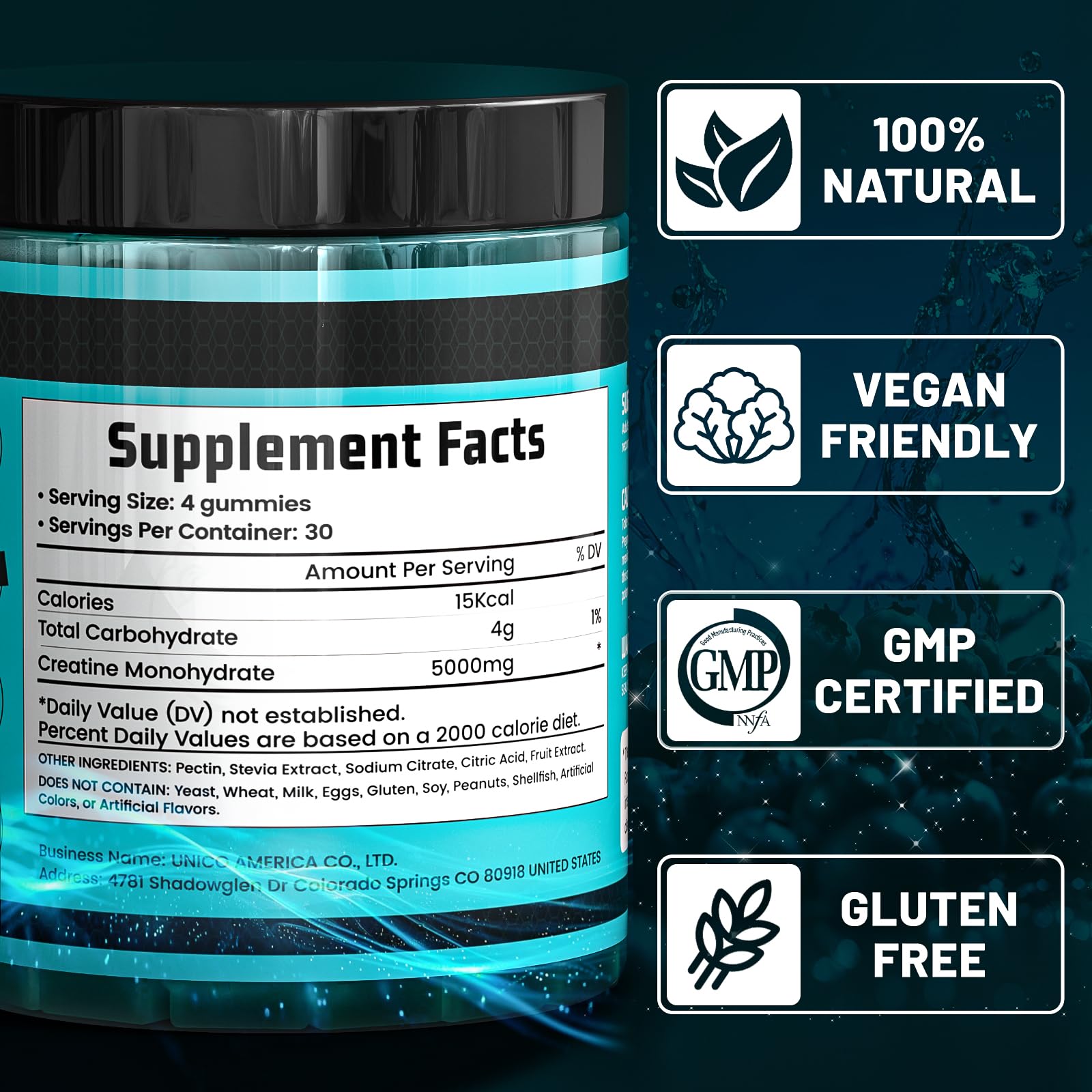 Bottle of Siyyim Creatine Monohydrate Gummies ready for use