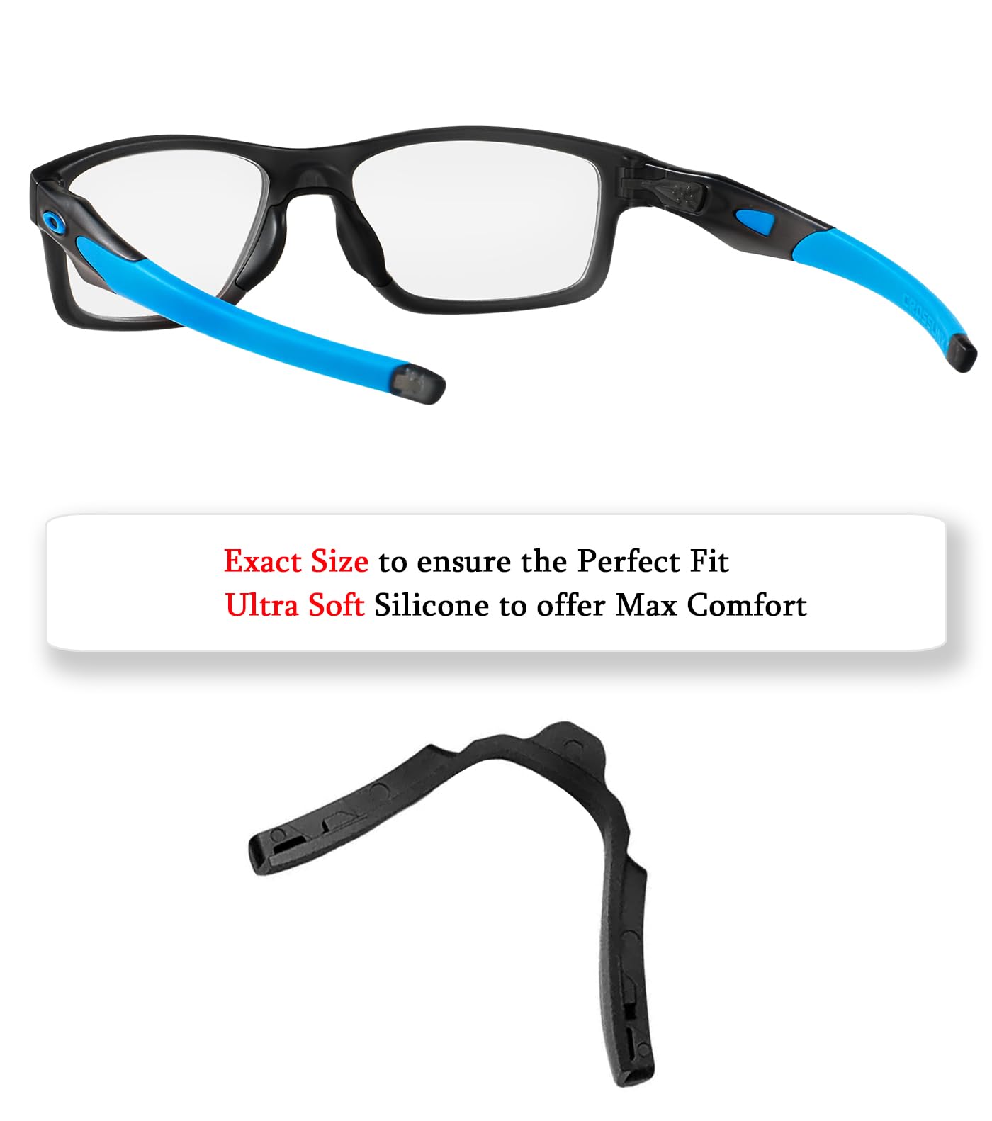 Nose pads attached to Oakley frame showing compatibility with OX8121 and OX8138 models