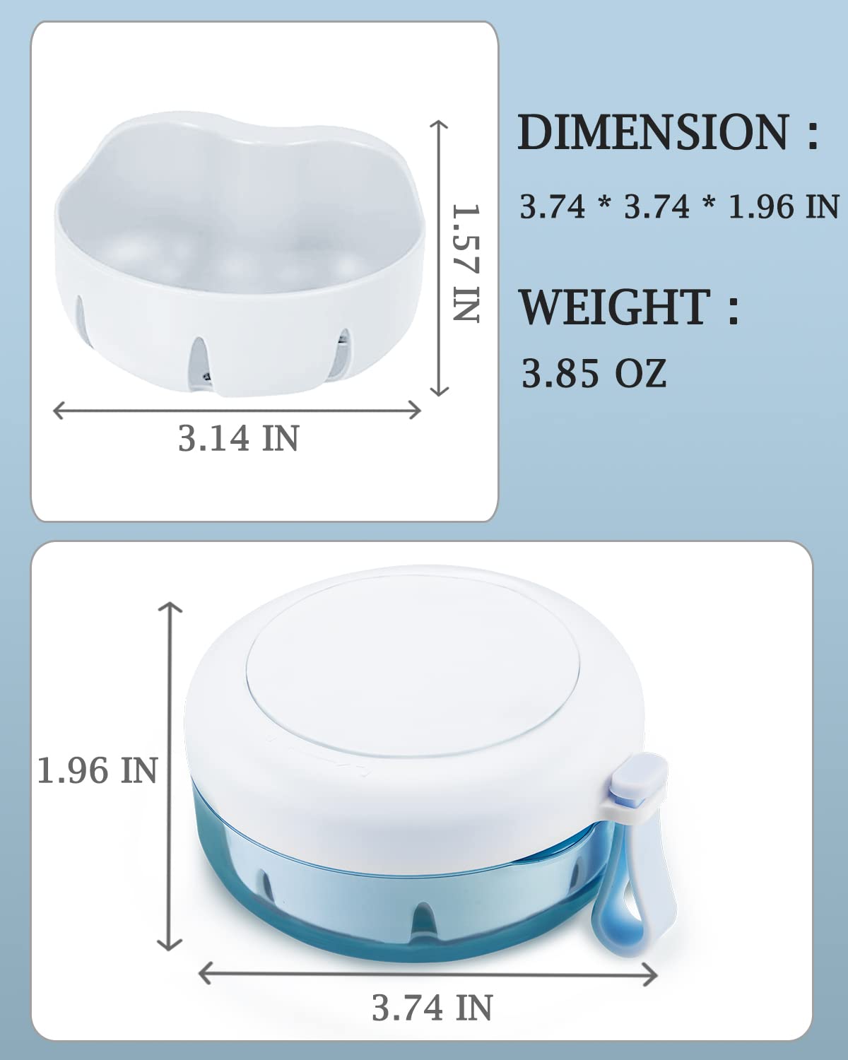 Compact size: 3.74 x 3.74 x 2.17 inches for travel