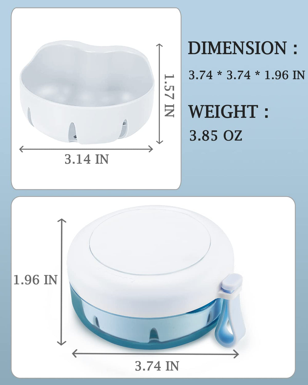Compact size: 3.74 x 3.74 x 2.17 inches for travel