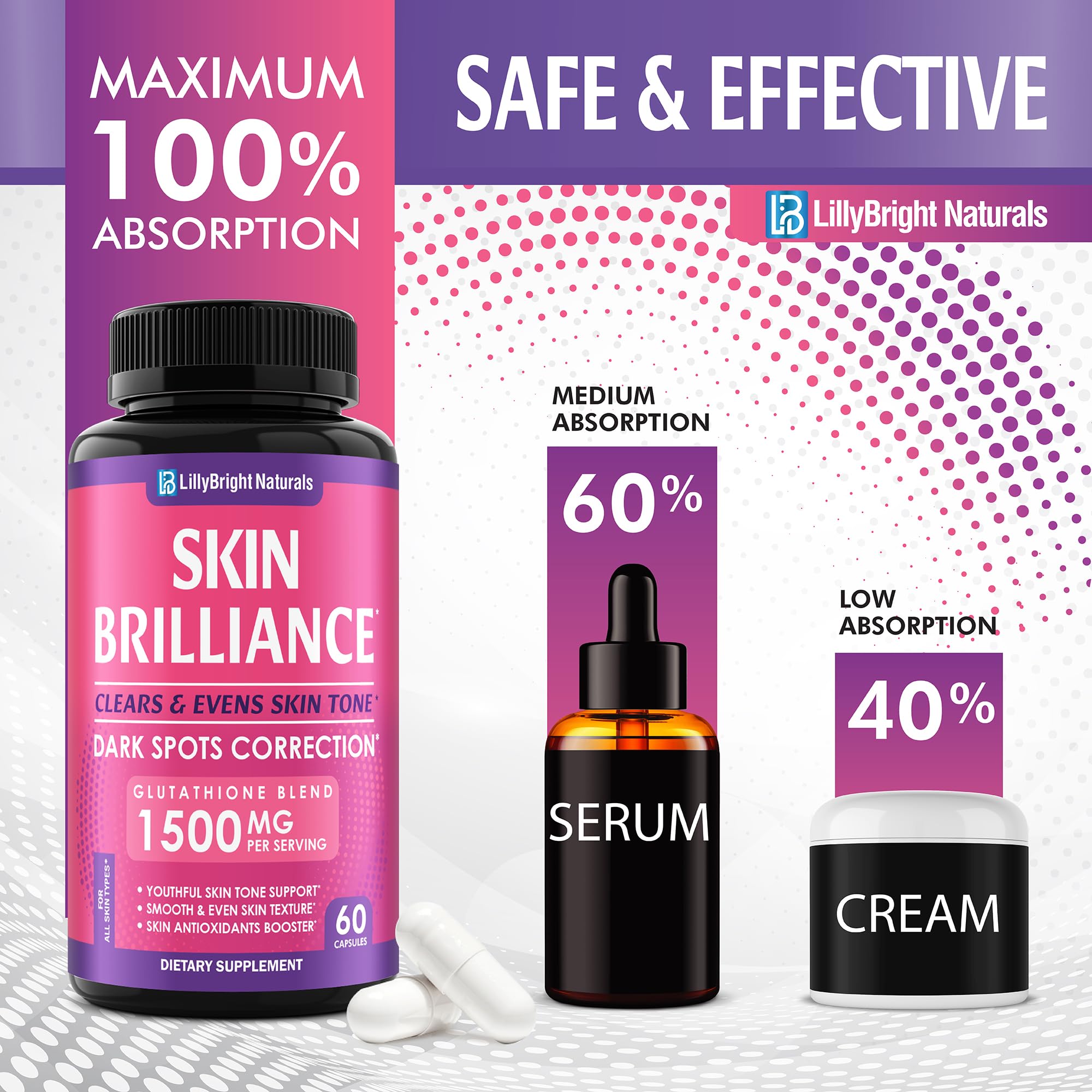 Capsule image illustrating skin-tone improvement and reduction of dark spots