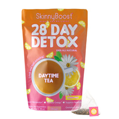 SkinnyBoost Citrus Mint Tea bags show a gentle daily detox ritual.