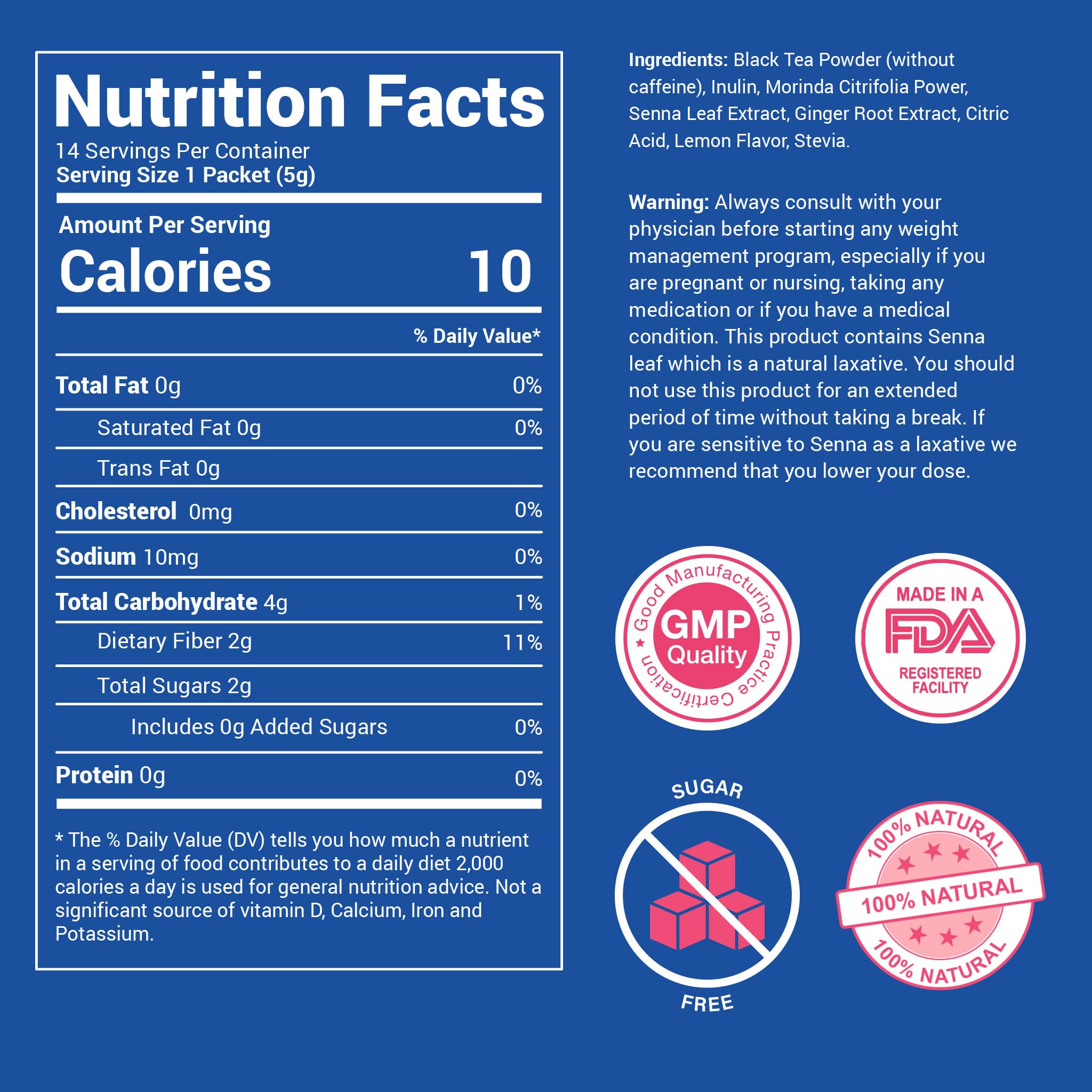 SkinnyBoost instant tea stick dispense close-up for quick, caffeine-free sipping before bed.