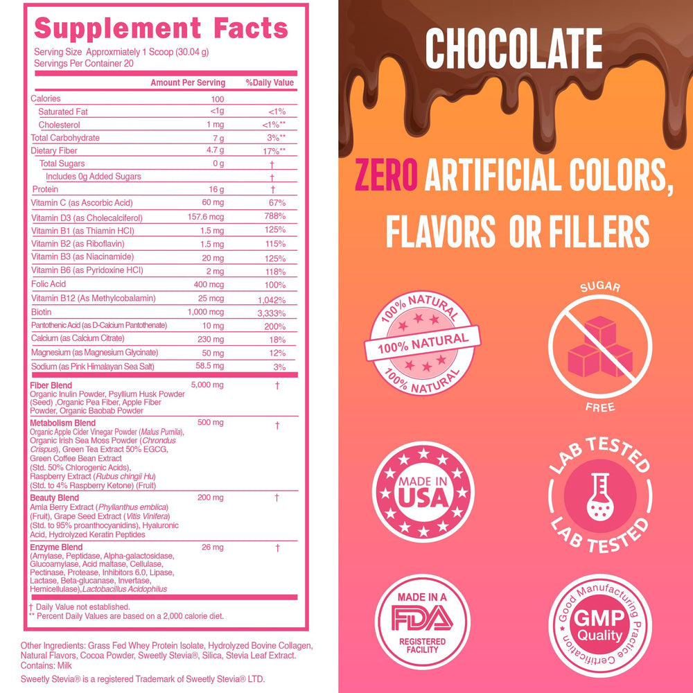 Close-up of chocolate swirl in a glass from SkinnyBoost Lean Beauty emphasizes flavor and fiber