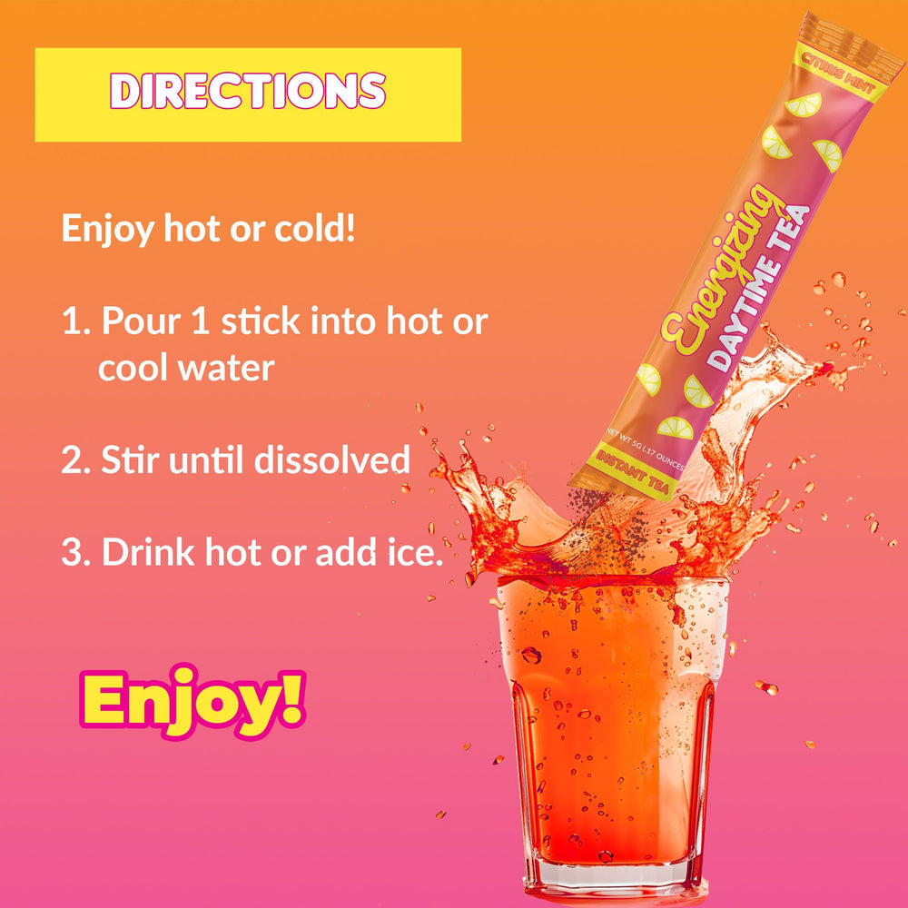 Ingredients label on Skinny Teas Instant Tea Stick highlighting garcinia cambogia and inulin