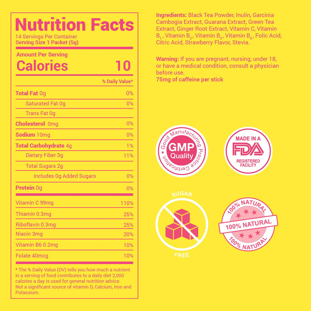 SkinnyBoost Skinny Teas Instant Tea Sticks dissolving in hot water for an easy energy boost.