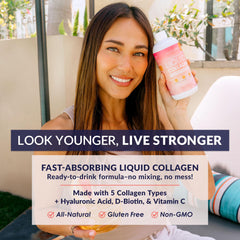 Close-up of the 5 collagen types with hyaluronic acid