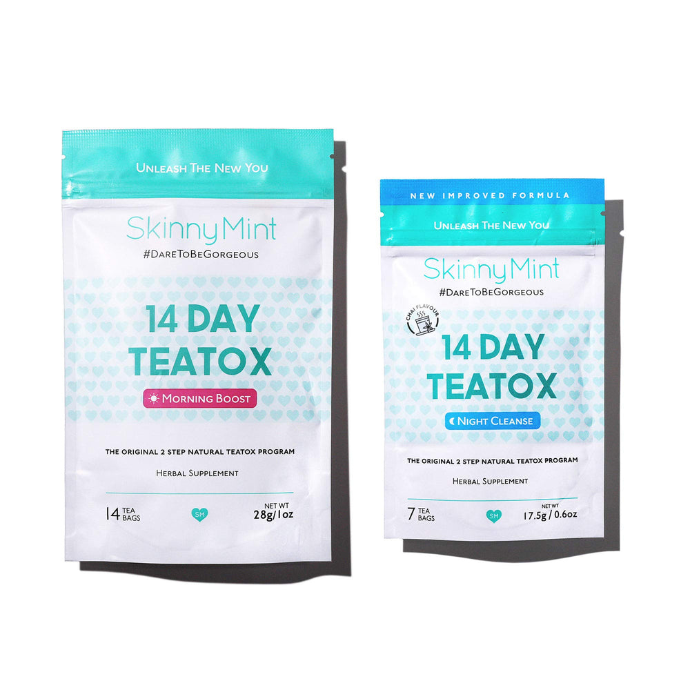 SkinnyMint Detox Tea 14-Day Kit packaging image showing organized kit for easy start