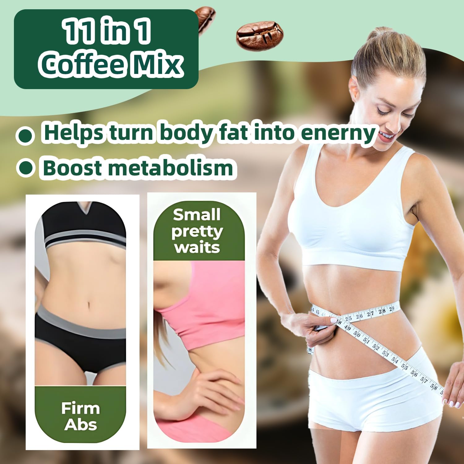 Close-up of chia seeds and coffee beans