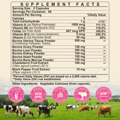 Back label showing supplement facts and ingredients