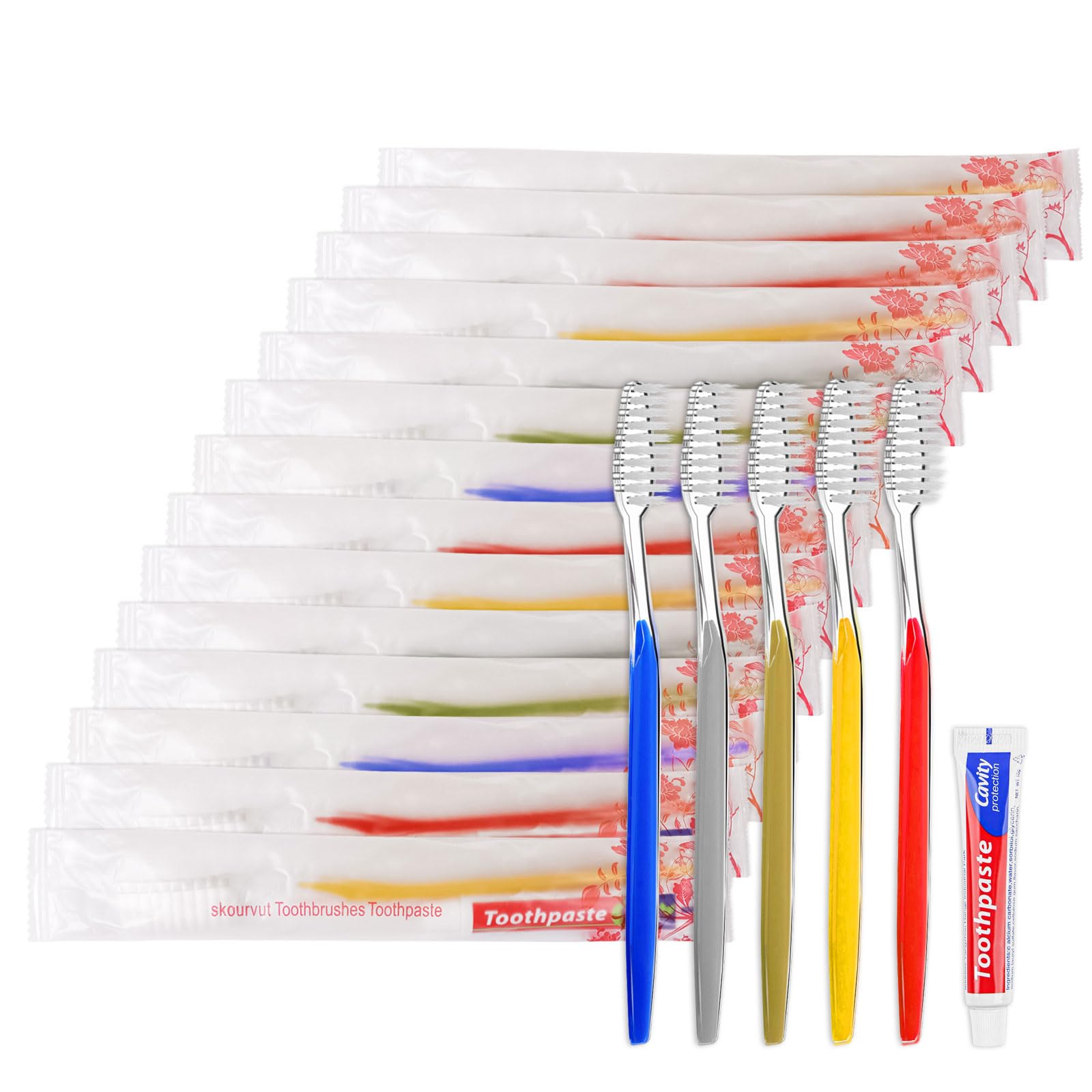 Skourvut disposable toothbrush with toothpaste 10g, assorted colors