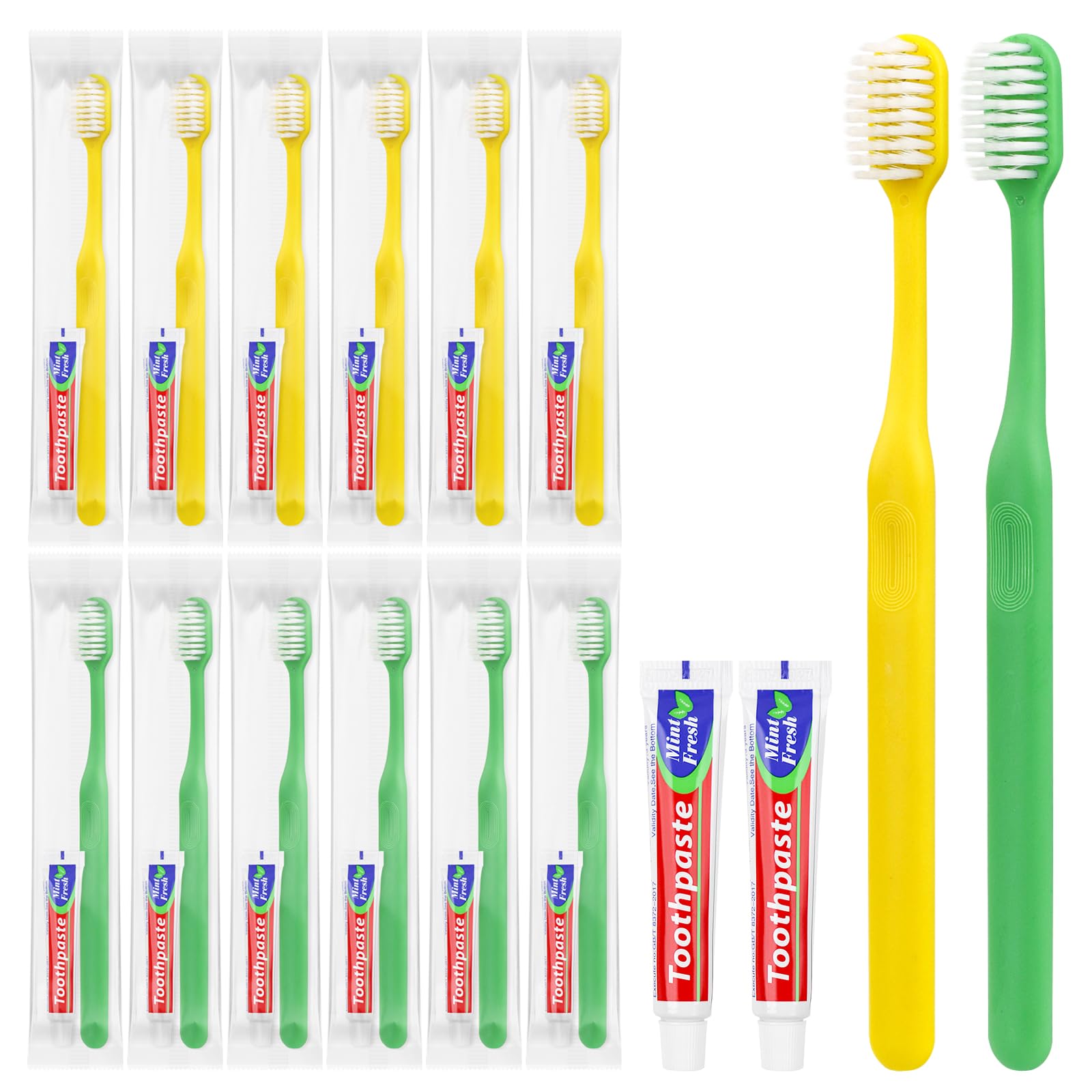 Bulk 20-pack disposable toothbrushes with toothpaste