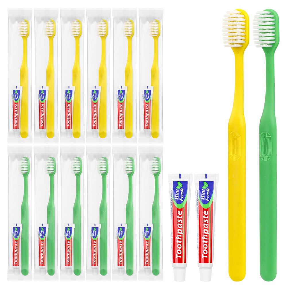 Bulk 20-pack disposable toothbrushes with toothpaste