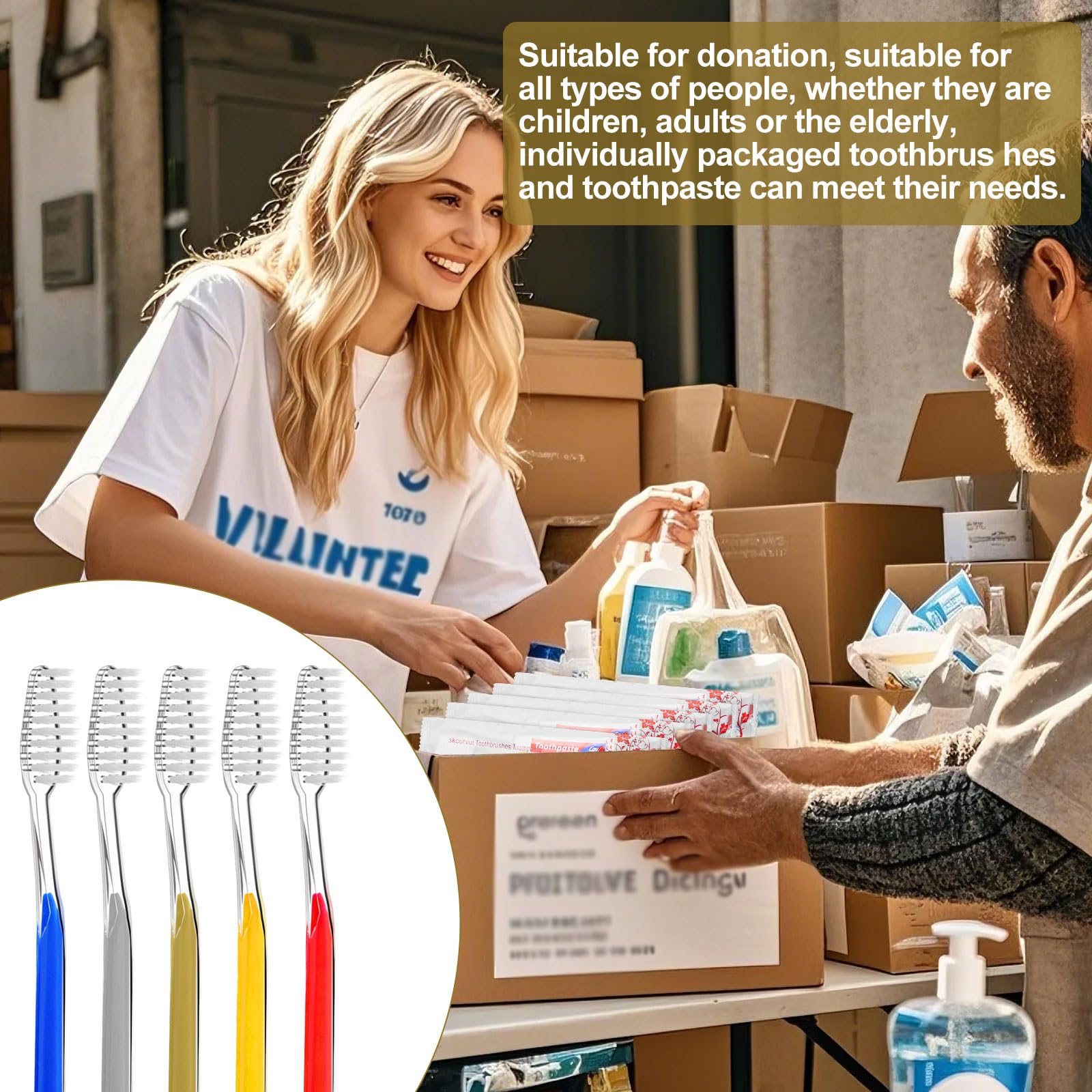 Skourvut disposable toothbrush with toothpaste 10g – color 4, bulk 500-pack for hotels and shelters