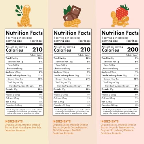 Skout Organic Protein Bars Variety Pack flavors closeup highlights three flavors and tasty profile