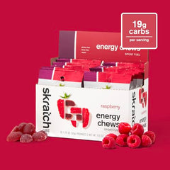 Raspberry energy chews packaging