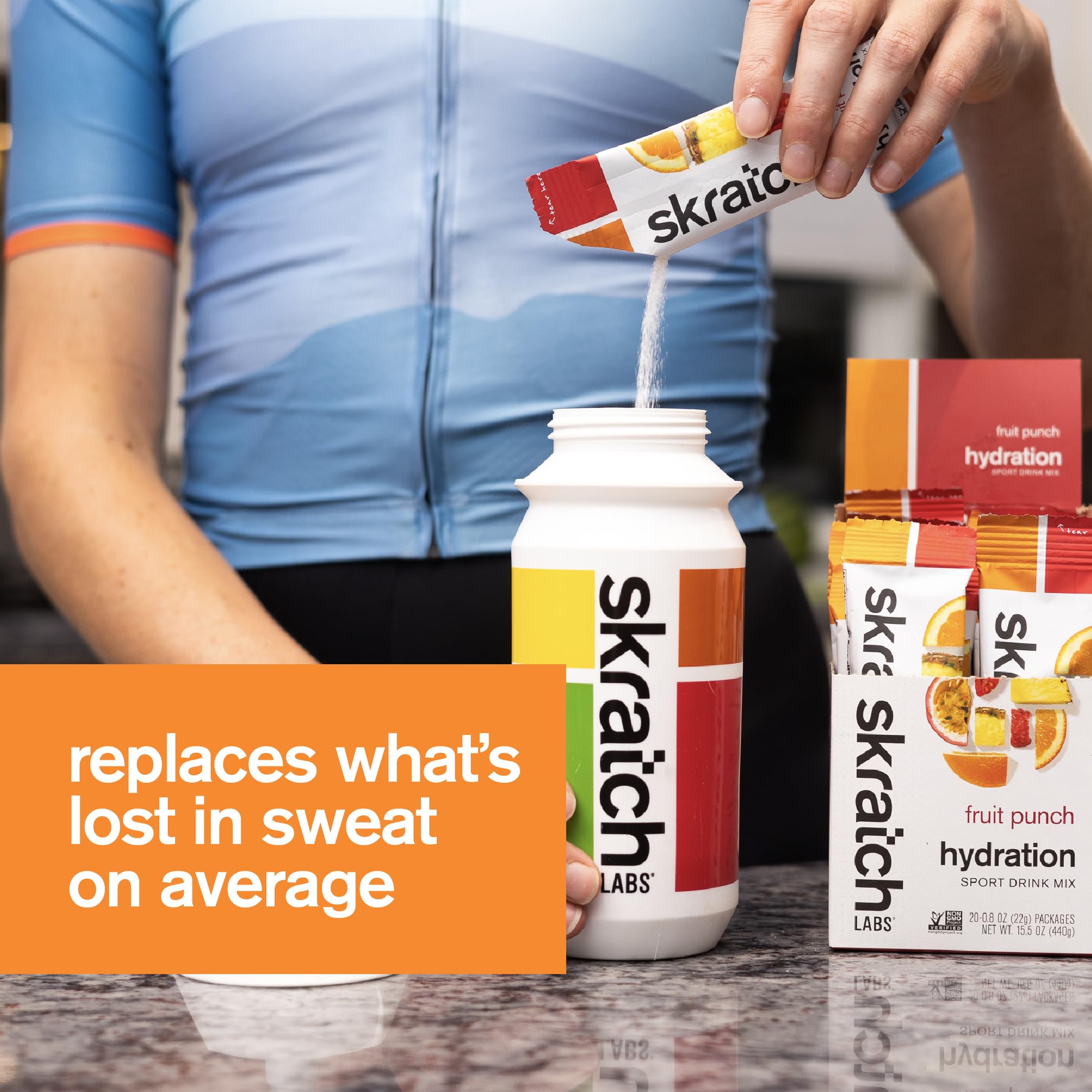 Athlete using Skratch Labs Hydration Packets during training