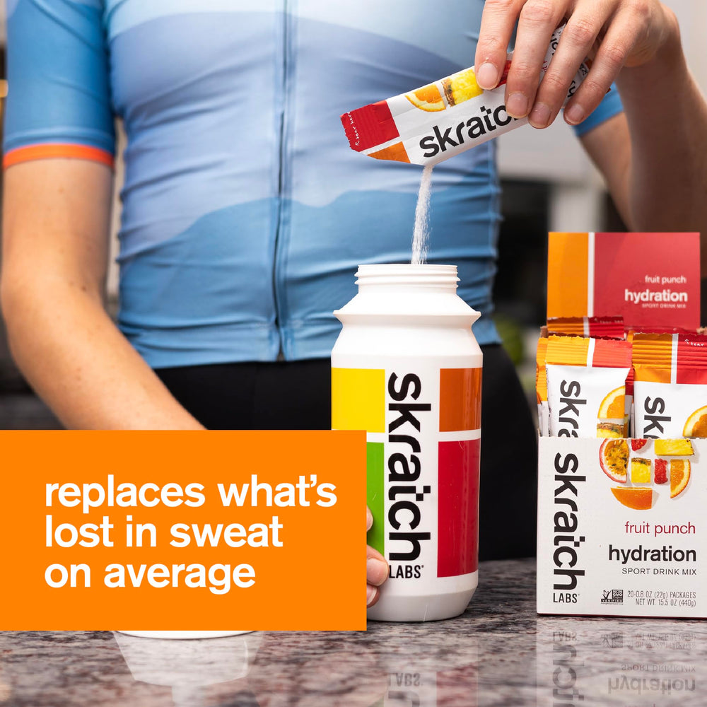 Athlete using Skratch Labs Hydration Packets during training