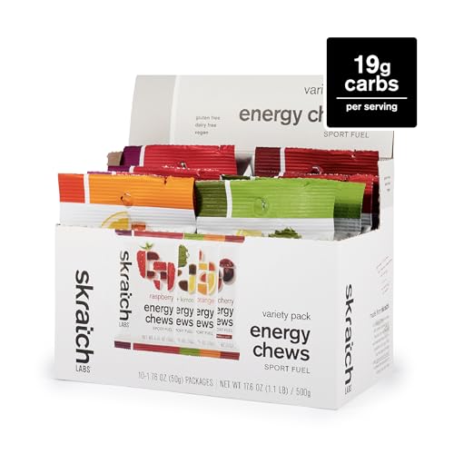 Back view of Skratch Labs Energy Chews packaging showing ingredients