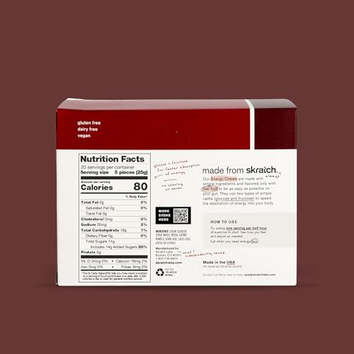 Skratch Labs Energy Chews Sour Cherry on a workout desk